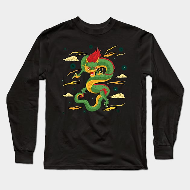 Chinese Dragon Long Sleeve T-Shirt by Mako Design 